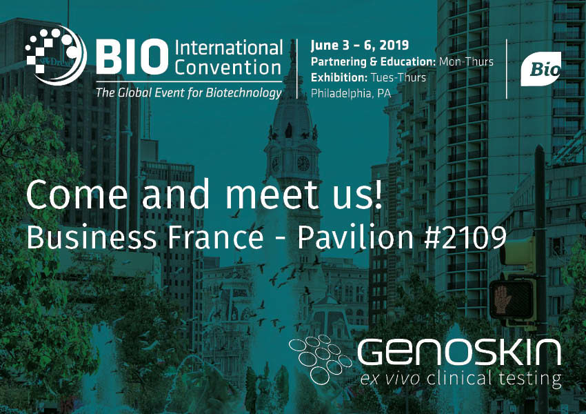 Illustration, Come and meet Genoskin at the BIO International convention from June 3 to June 6 2019 in Philadelphia,PA. Genoskin will be located at the Business France Pavilion, booth #2109