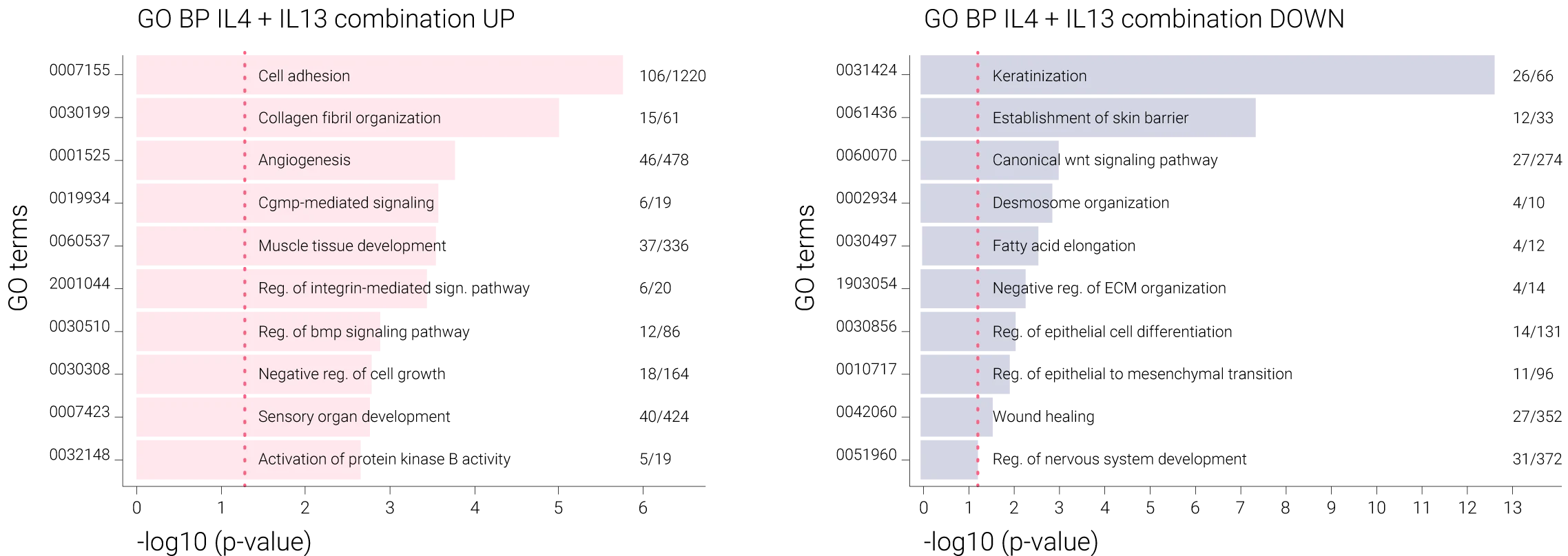 Comparison of DEG of IL-4 + IL-13 induced models vs controls (no induction).